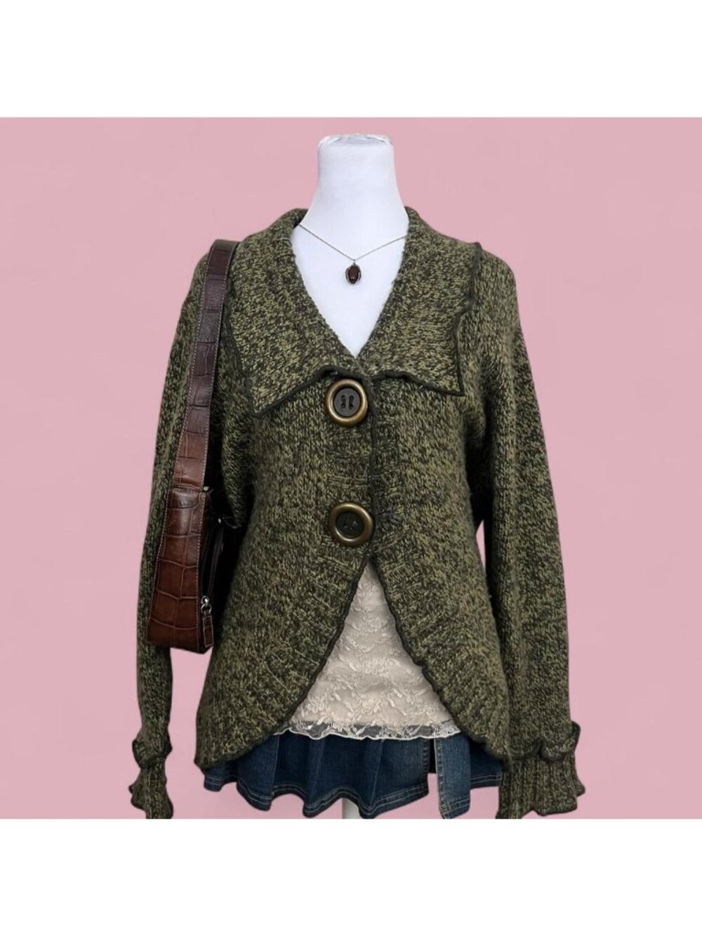 green plus size boho fairy whimsygoth grunge cardigan